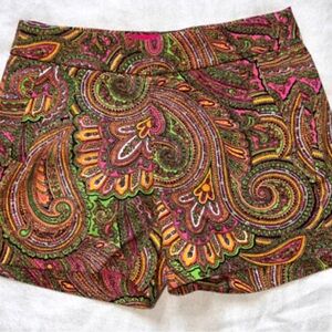 J. Crew High Waist Green and Pink Shorts